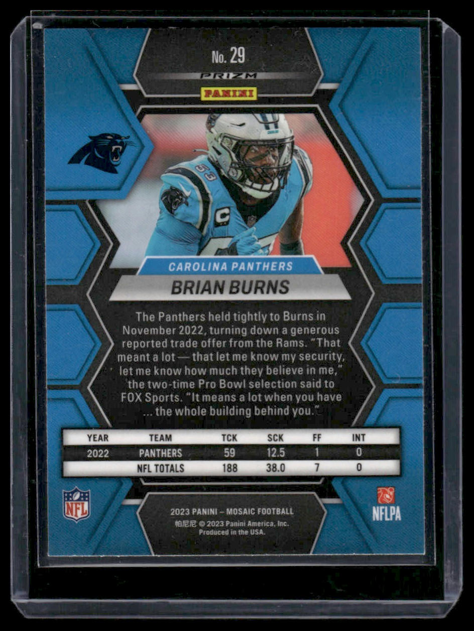 2023 Panini Mosaic #29 Brian Burns Reactive Yellow