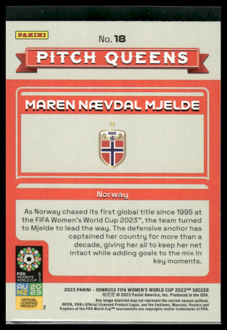 2023 Donruss FIFA Women's World Cup #18 Maren Naevdal Mjelde Pitch Queens