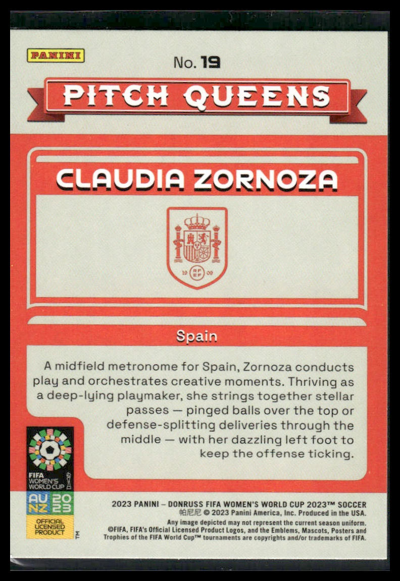 2023 Donruss FIFA Women's World Cup #19 Claudia Zornoza Pitch Queens