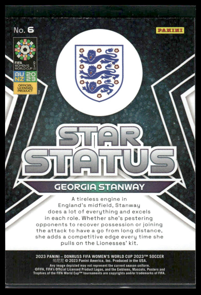 2023 Donruss FIFA Women's World Cup #6 Georgia Stanway Star Status