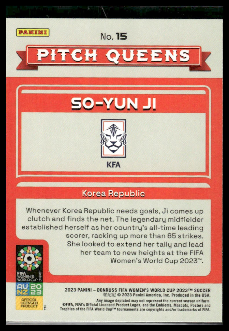 2023 Donruss FIFA Women's World Cup #15 So-Yun Ji Pitch Queens