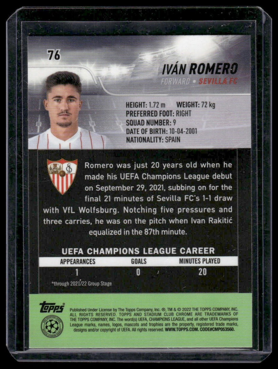 2022 Topps Stadium Club Chrome #76 Ivan Romero Refractor Rookie