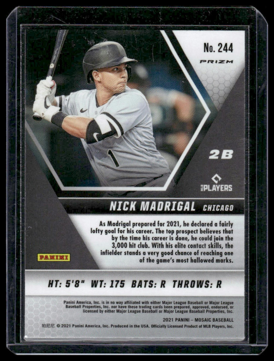 2021 Panini Mosaic #244 Nick Madrigal Blue Camo Prizm Rookie