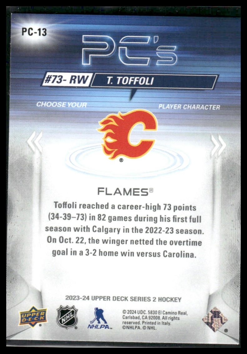 2023 Upper Deck Series 2 #PC-13 Tyler Toffoli PC's