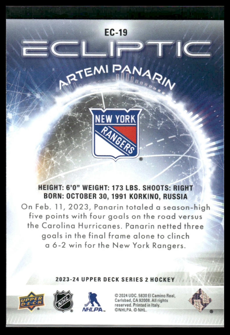 2023 Upper Deck Series 2 #EC-19 Artemi Panarin Ecliptic