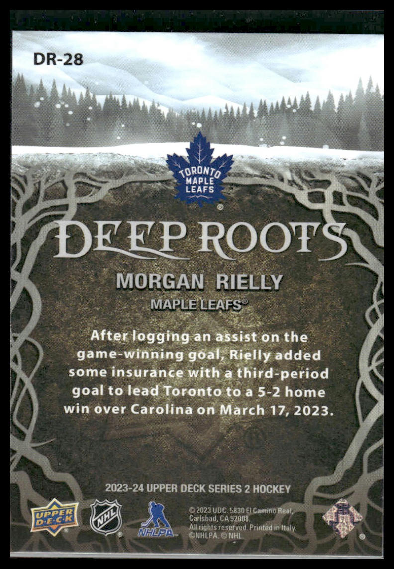 2023 Upper Deck Series 2 #DR-28 Morgan Rielly Deep Roots