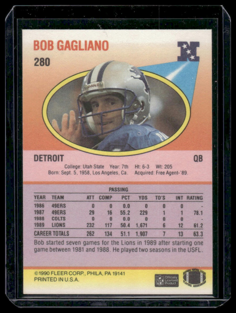 1990 Fleer #280 Bob Gagliano