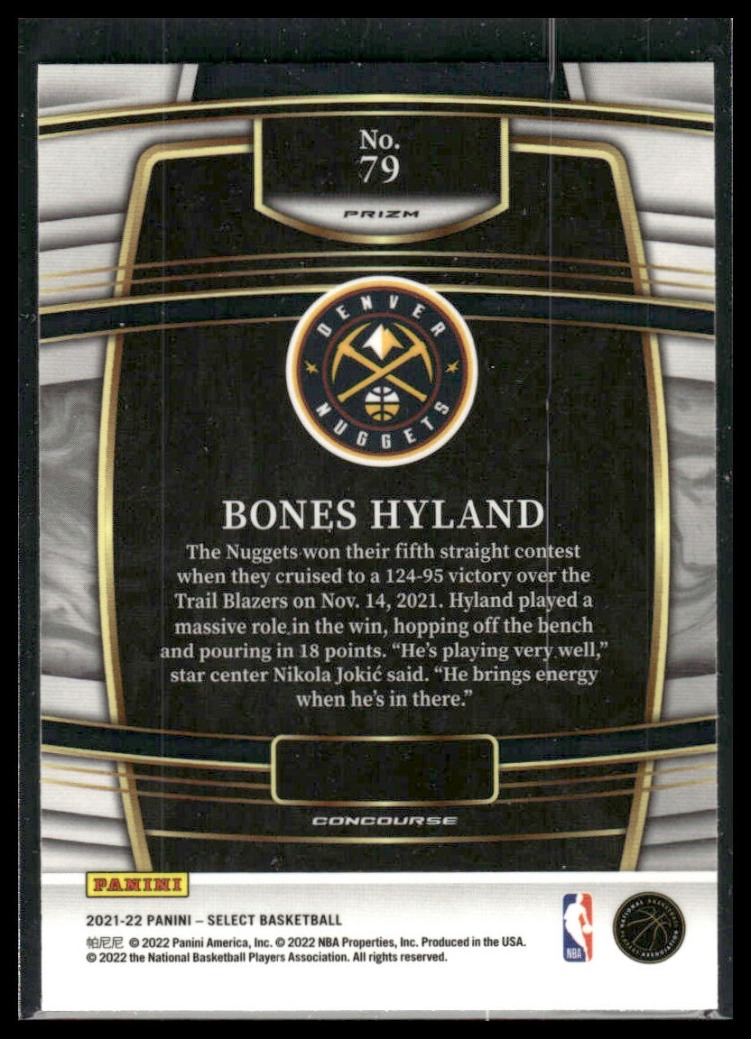 2021 Panini Select #79 Bones Hyland Blue Prizm