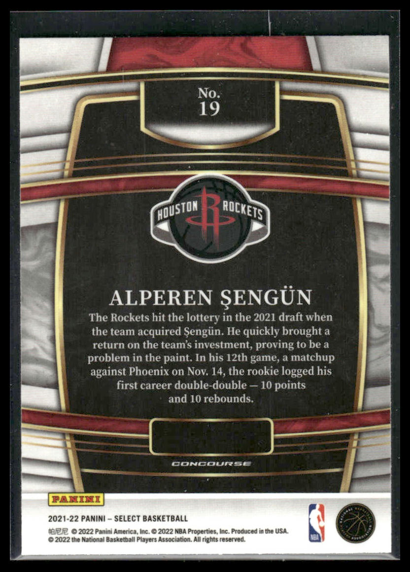 2021 Panini Select #19 Alperen Sengun Blue Rookie