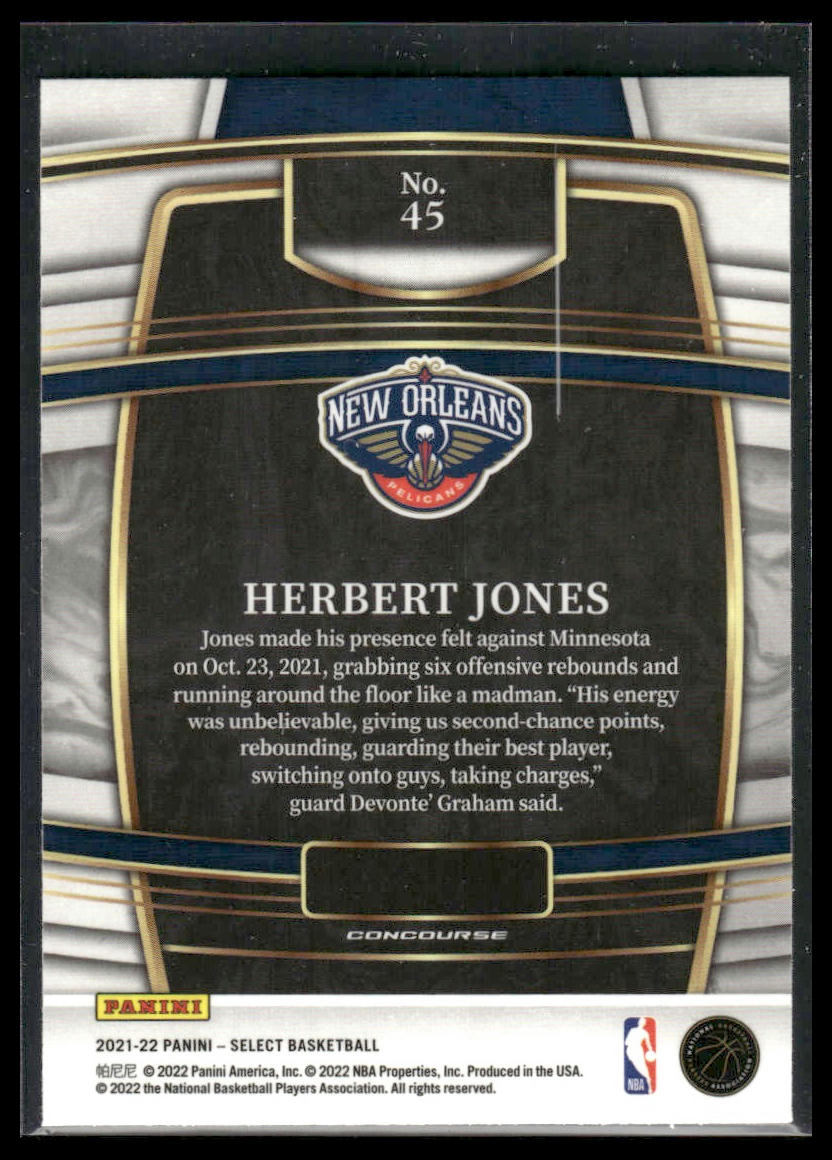 2021 Panini Select #45 Herbert Jones Blue Rookie