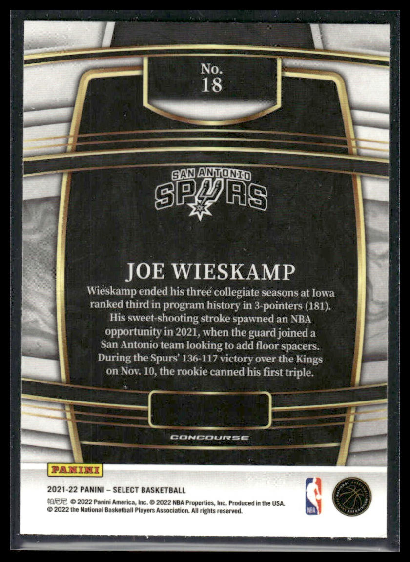 2021 Panini Select #18 Joe Wieskamp Blue Rookie