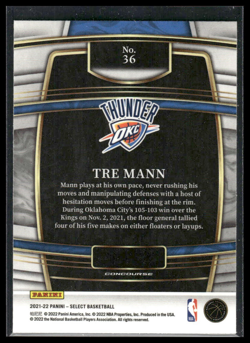 2021 Panini Select # Tre Mann Blue Rookie