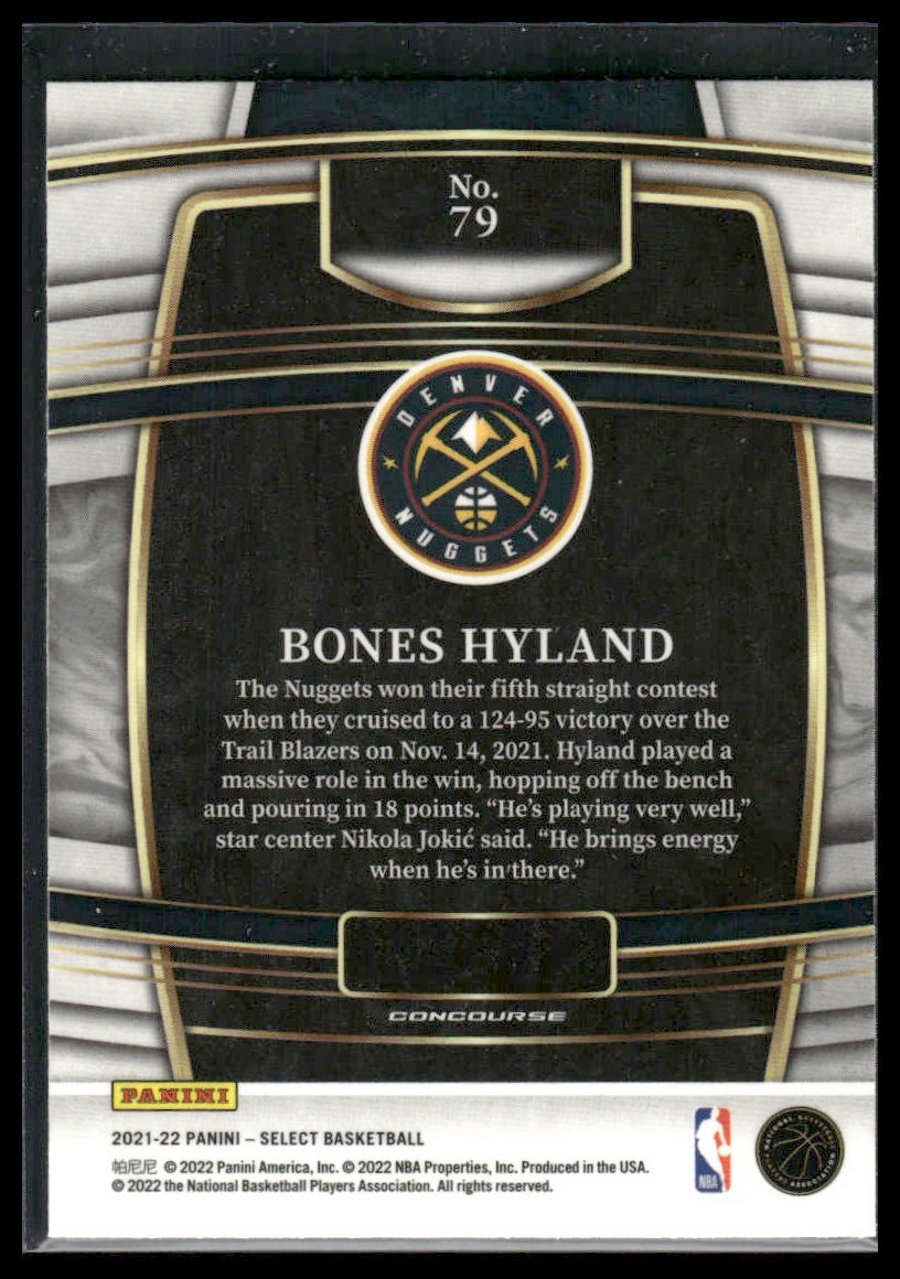 2021 Panini Select #79 Bones Hyland Blue Rookie