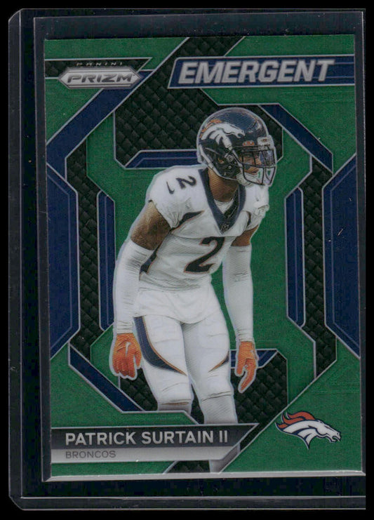 2023 Panini Prizm #H-19 Patrick Surtain II Emergent Green Prizm