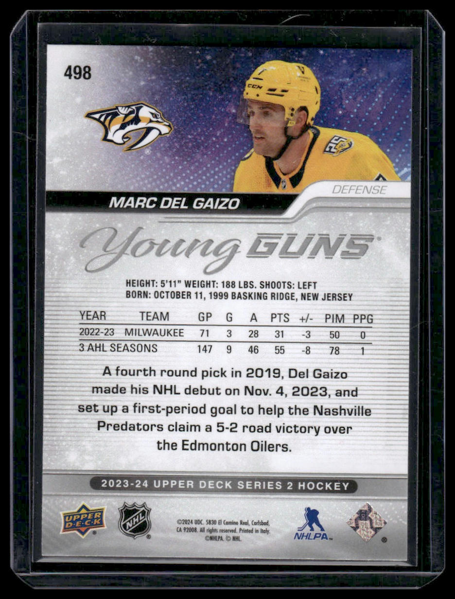 2023 Upper Deck #498 Marc Del Gaizo Young Guns Rookie