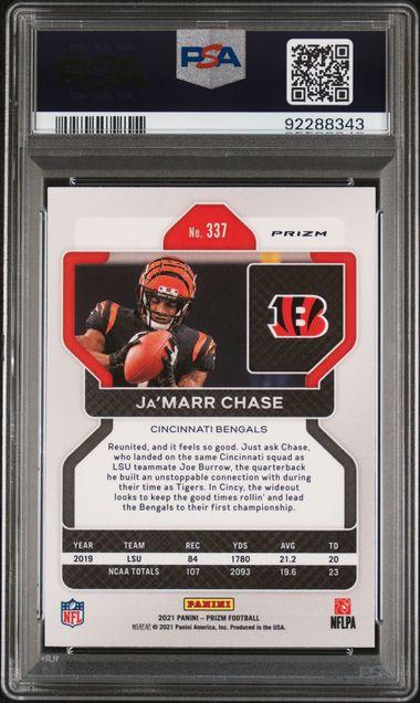 2021 Panini Prizm #337 Ja'Marr Chase Green Prizm Rookie PSA 8