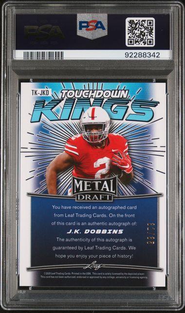 2020 Leaf Metal Draft #TK-JKD J.K. Dobbins Blue Prism Autograph 31/35 PSA 10