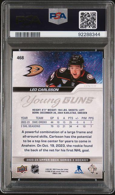 2023 Upper Deck Series 2 #468 Leo Carlsson Young Guns Rookie PSA 10