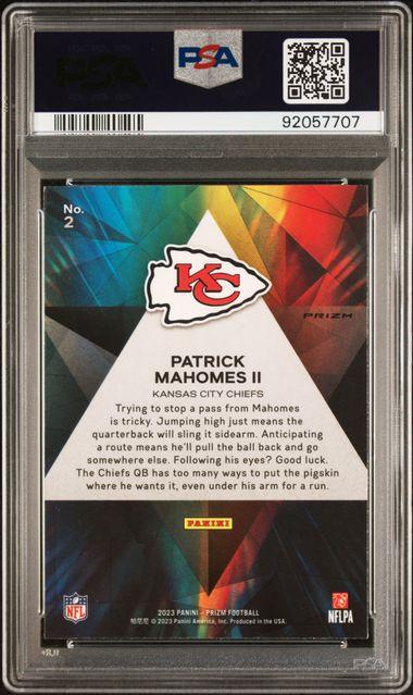 2023 Panini Prizm #2 Patrick Mahomes II Prizmatic Green Prizm PSA GEM-MT 10