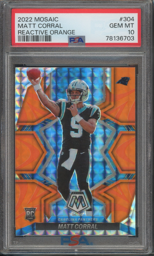 2022 Mosaic #304 Matt Corral Reactive Orange Rookie PSA 10