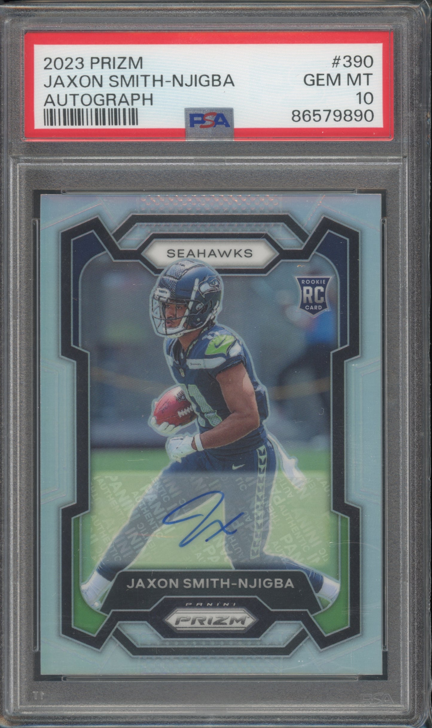 2023 Prizm #390 Jaxon Smith-Njigba Autograph Silver Prizm Rookie PSA 10