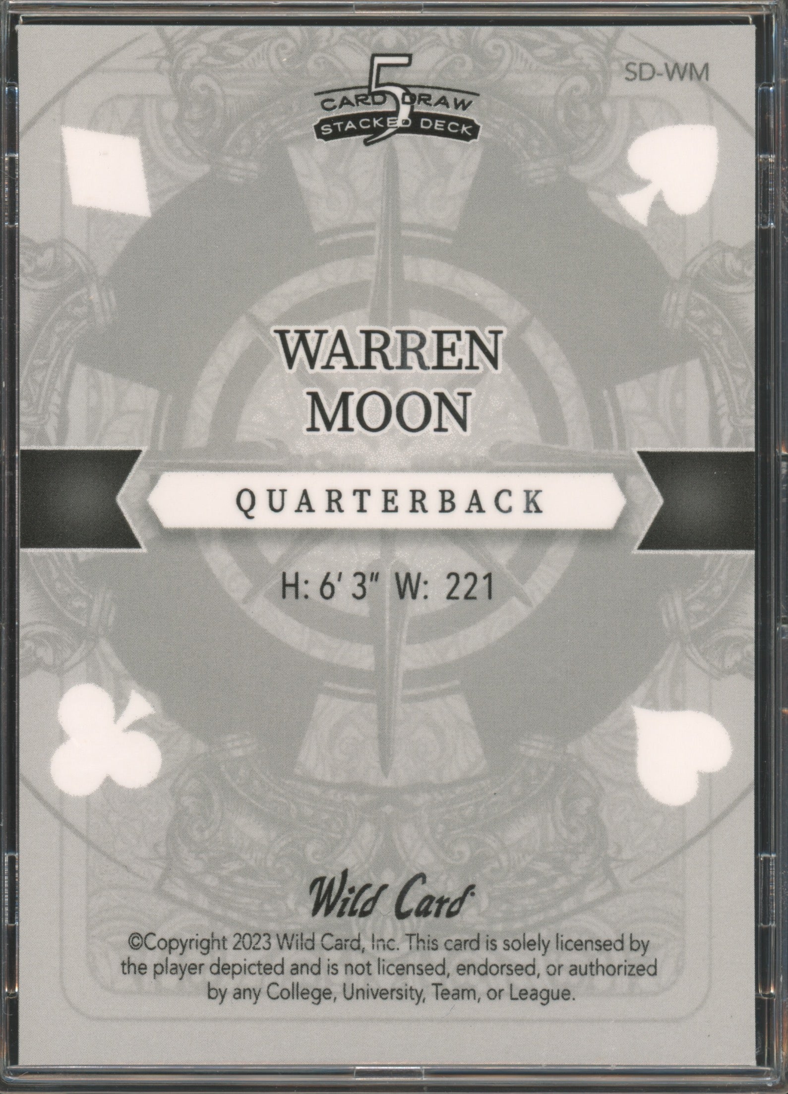 2023 5 Card Draw #SD-WM Warren Moon Stacked Deck Red 2/2