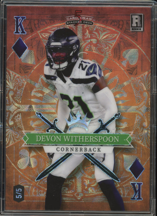 2023 5 Card Draw #SD-DW Devon Witherspoon Stacked Deck 5/5 Rookie