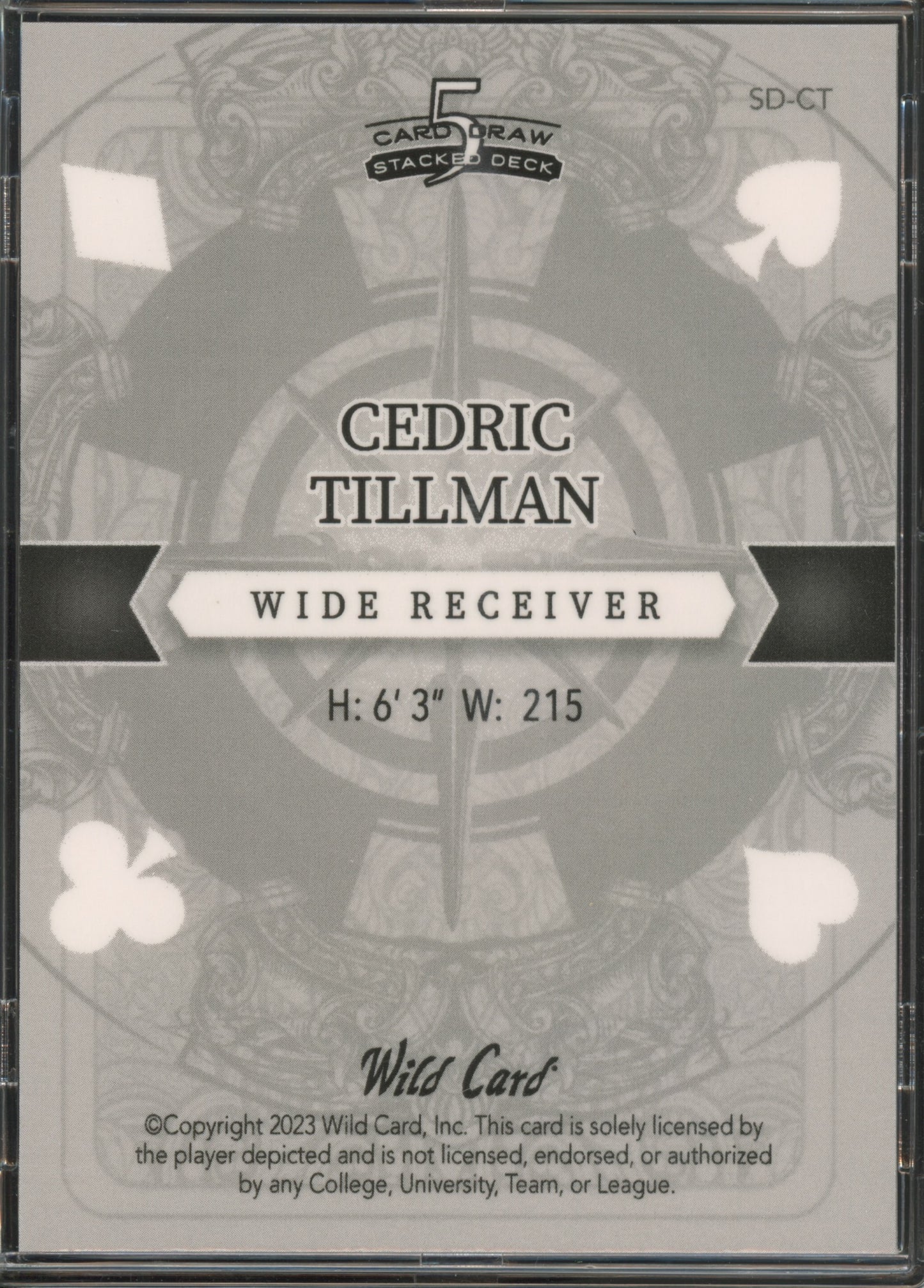 2023 5 Card Draw #SD-CT Cedric Tillman Stacked Deck 4/4 Rookie