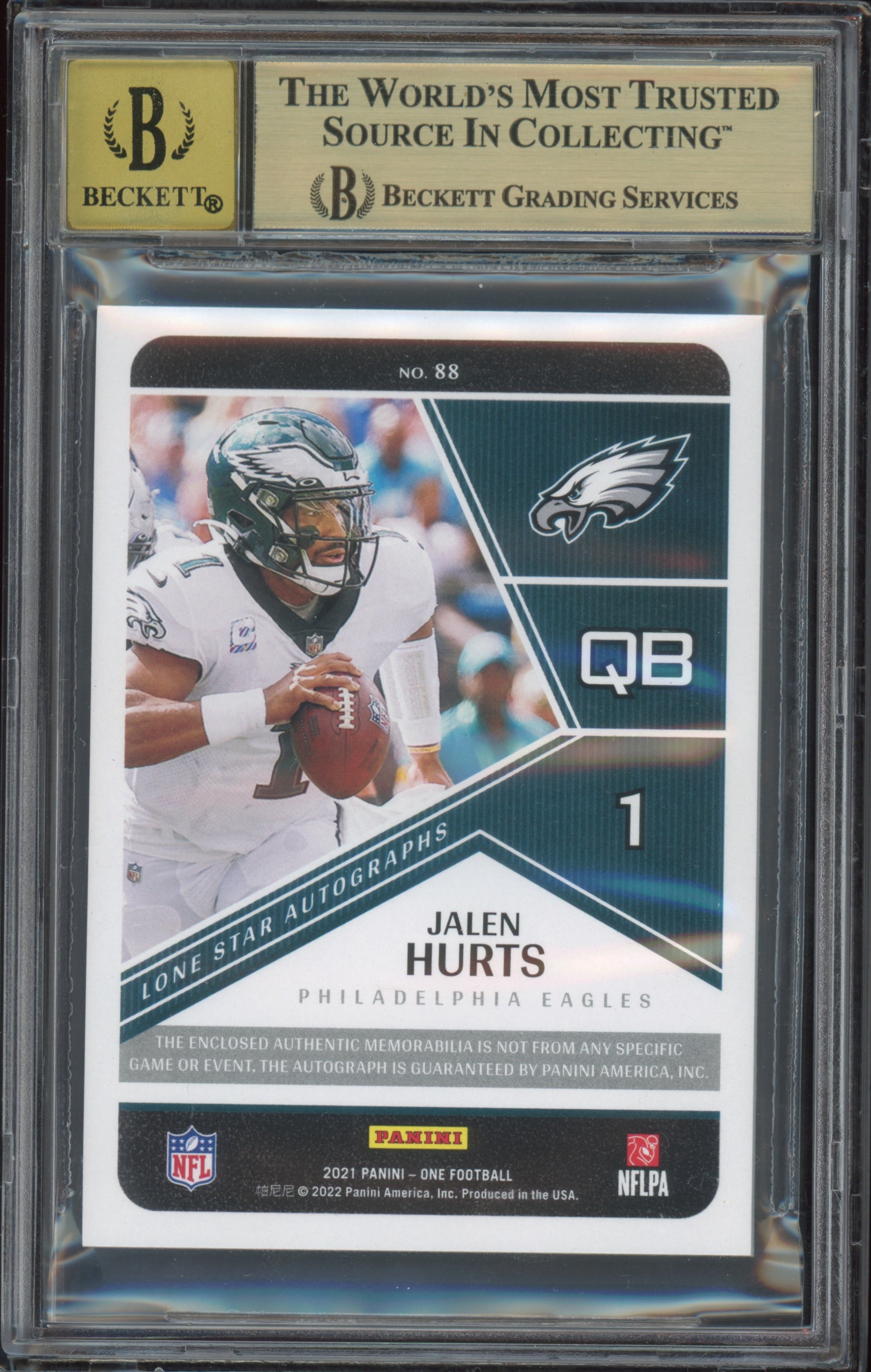 2021 Panini One #88 Jalen Hurts Lone Star Autographs 3/20 BGS 9.5