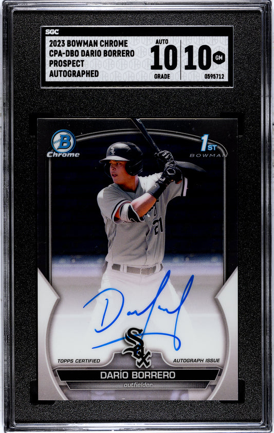 2023 Bowman Chrome #CPA-DBO Darío Borrero Chrome Prospect Autographs SGC 10