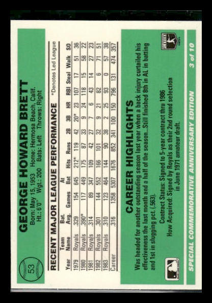 1984 Donruss 84 #53 George Brett