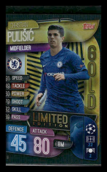 2019 Match Attax UEFA Champions League #LE9 Christian Pulisic UK Gold