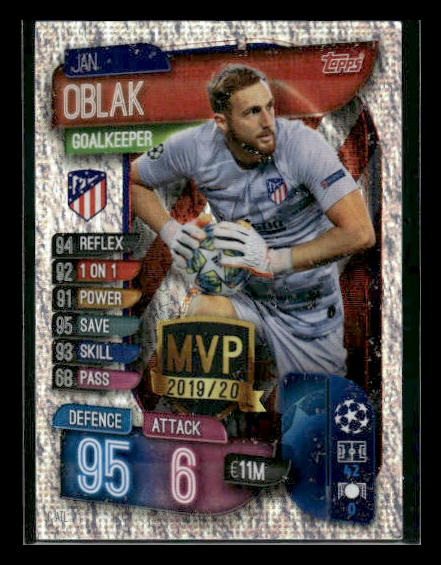 2019 Match Attax Road to UEFA Nations Finals #C-ATL Jan Oblak MVP 2019/20