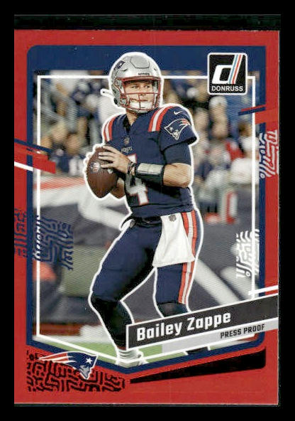 2023 Donruss #200 Bailey Zappe Press Proof Red