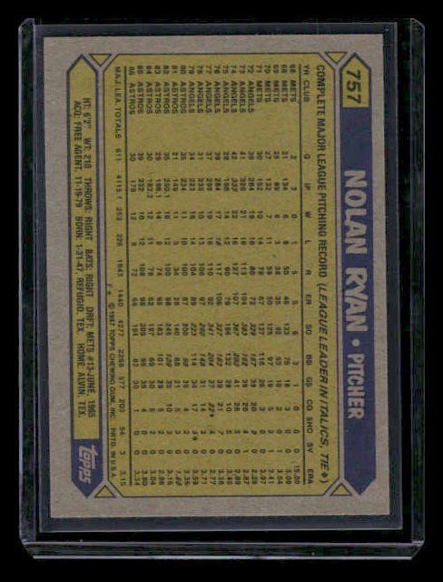 1987 Topps #757 Nolan Ryan