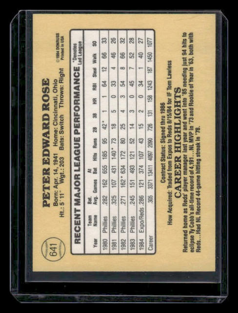 1985 Donruss #641 Pete Rose