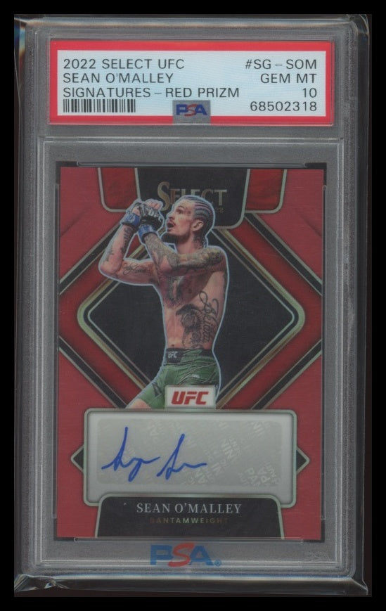 2022 Panini Select #SG-SOM Sean O'Malley Signatures Red Prizm 65/99 PSA 10