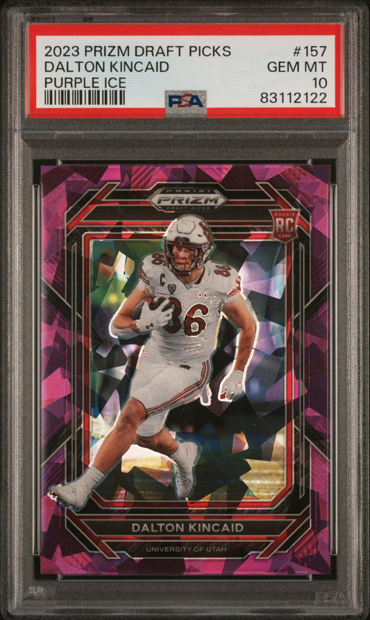 2023 Panini Prizm D.P. #157 Dalton Kincaid Purple Ice /149 PSA 10 Near mint or better