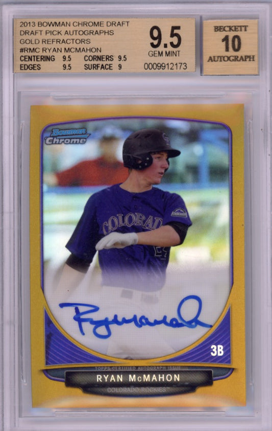 2013 Bowman Chrome D.P. Autographs #BCA-RMC Ryan McMahon BGS 9.5